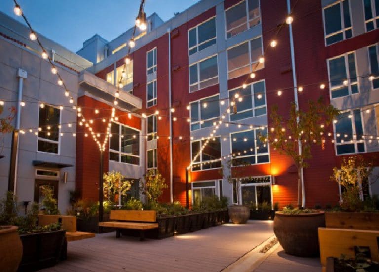 Apartment building courtyard in Seattle, Washington